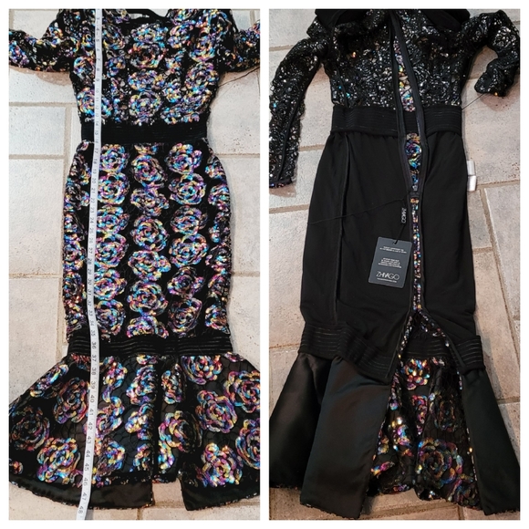 ๐คSOLD๐คZHIVAGO MOKAI NIGHTS SEQUINED LACE CALF-LENGTH DRESS - Picture 7 of 16